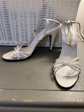 Halston Heritage White Strappy Ankle-Tie Heels